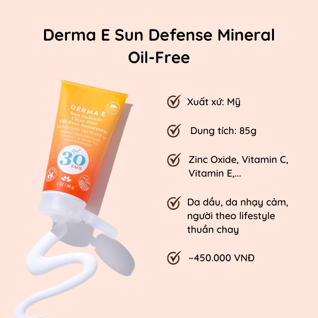 Kem chống nắng vật lý lành tính DermaE