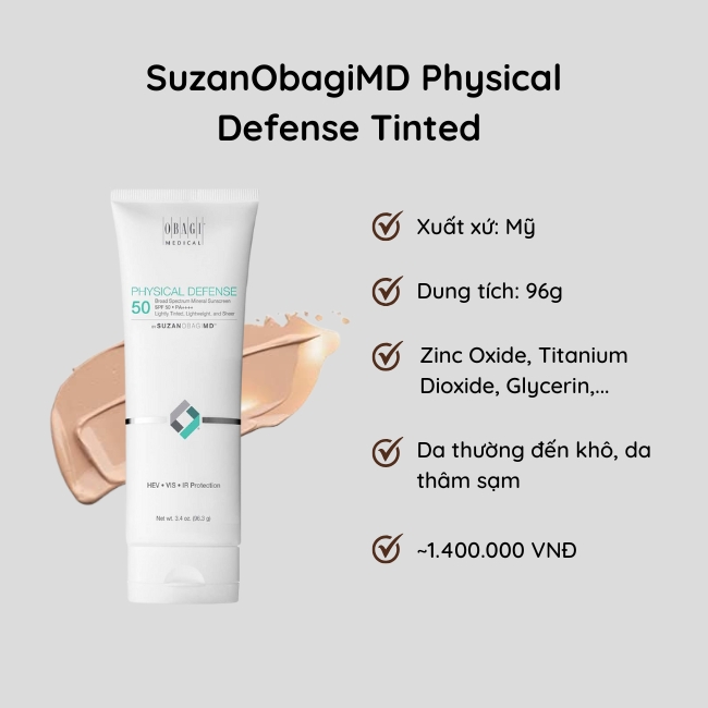 Chống nắng phổ rộng cho da khô SuzanObagiMD